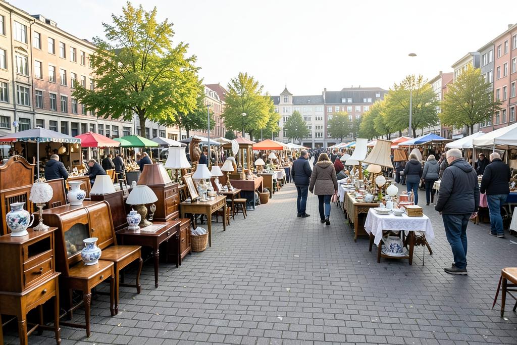 Stalls at Antik- und Trödelmarkt Aachener Platz