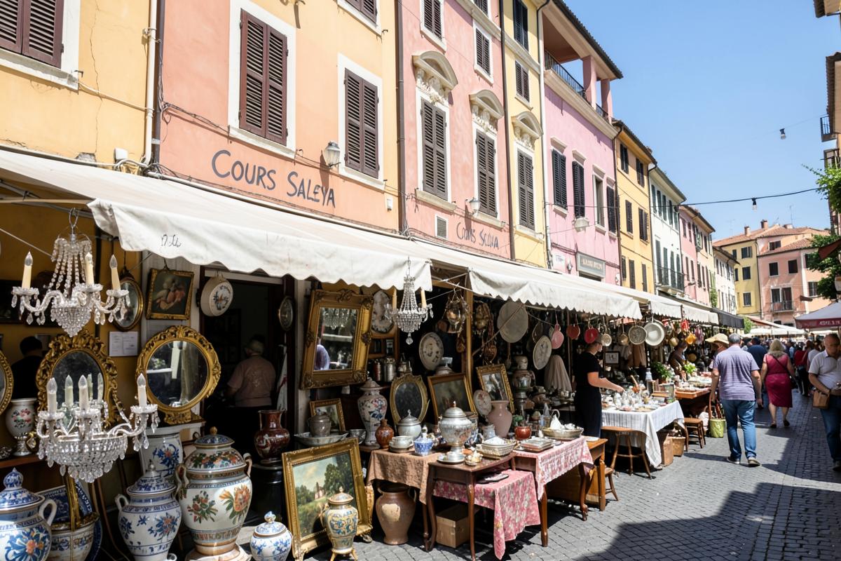 Stalls at Marché à la Brocante du Cours Saleya