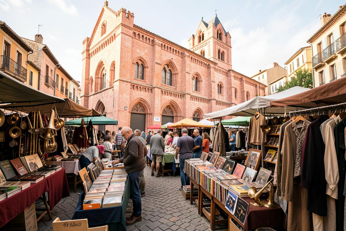 Stalls at Marché aux Puces Saint-Sernin